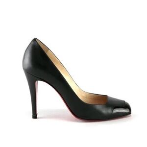 Vintage Christian Louboutin Navy Heels Size 37 Red Sole